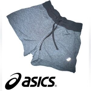 Asics Shorts Womens small  High Rise 3" Inseam Logo Stretch Pockets Woven Gray